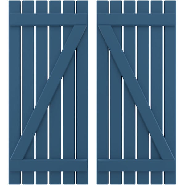 Ekena Millwork Americraft 6-Board (2 Batten) Wood Spaced Board-n-Batten Shutters w/ Z-Bar, ARW102SB623X77HBH, PR ARW102SB623X77HBH - main